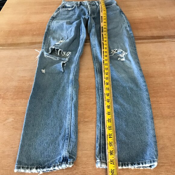 AGOLDE 90s Boyfriend Jeans Women 23 Blue High Rise Distressed Button Fly - Picture 6 of 14